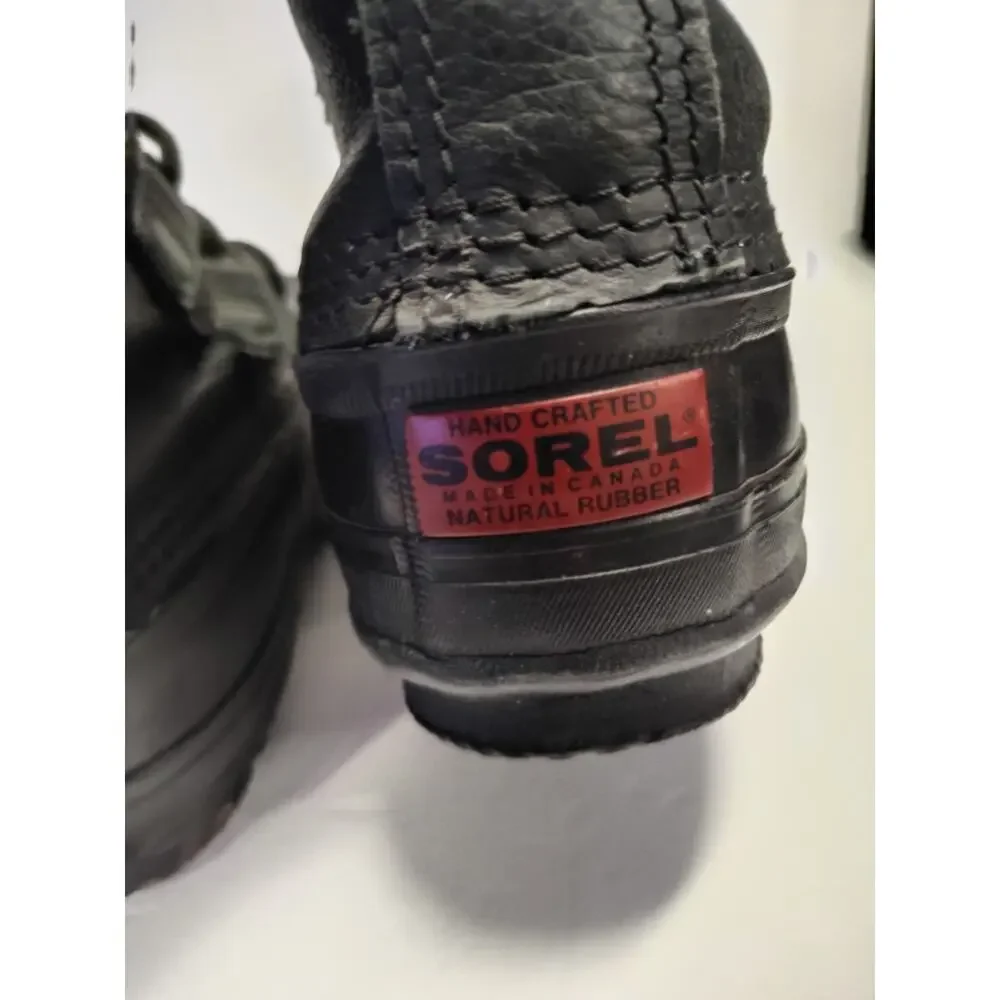Sorel Manitou WMS SZ 9 Black Leather Snow Boots Insulated Liners Winter
